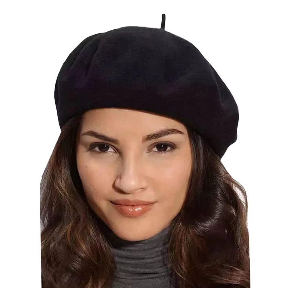 4935 Beret Hat Artist French Style Warm Thick 90% Wool Solid Color For Women